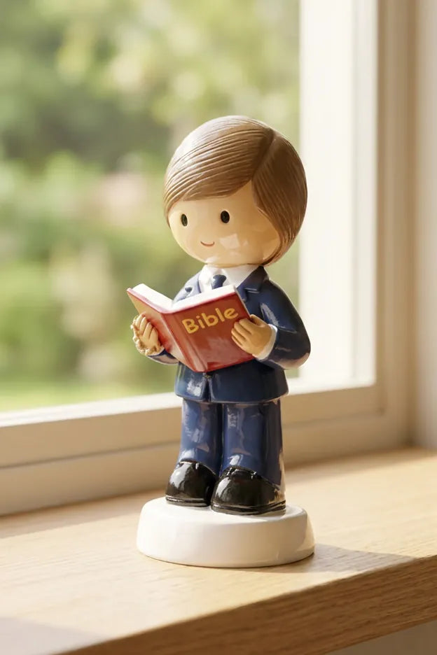 Little Drops of Water Miniature Saint Statue A Light For My Path — Boy Miniature Saint Statue