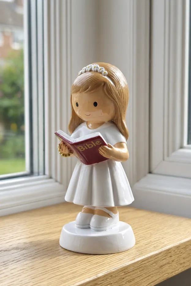 Little Drops of Water Miniature Saint Statue A Light For My Path — Girl Miniature Saint Statue