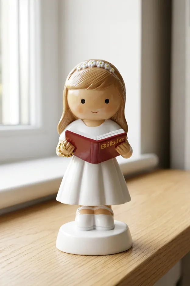 Little Drops of Water Miniature Saint Statue A Light For My Path — Girl Miniature Saint Statue