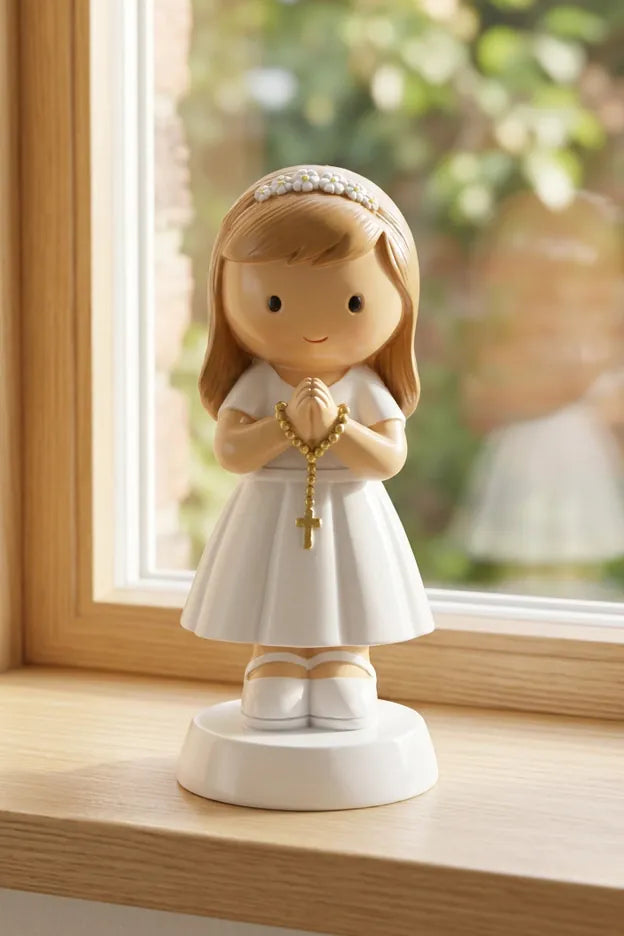 Little Drops of Water Miniature Saint Statue A Promise To God — Girl Miniature Saint Statue
