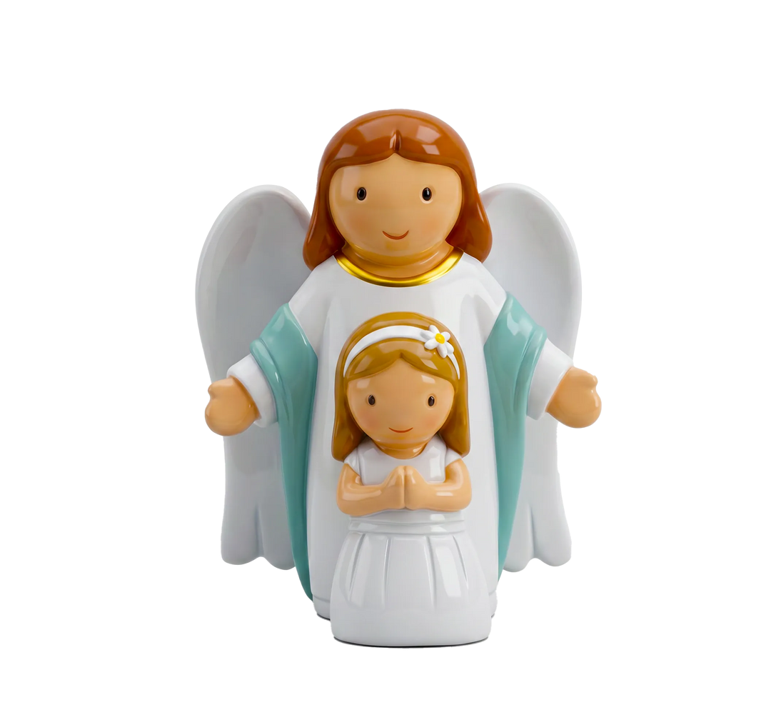 Little Drops of Water Miniature Saint Statue Heaven Walks With Me — Girl Miniature Saint Statue