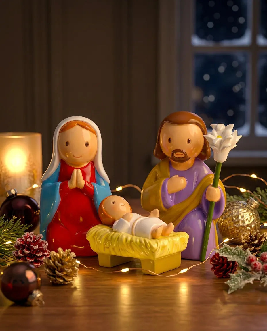 Little Drops of Water Miniature Saint Statue Nativity Set Miniature Saint Statue - 3-Piece set