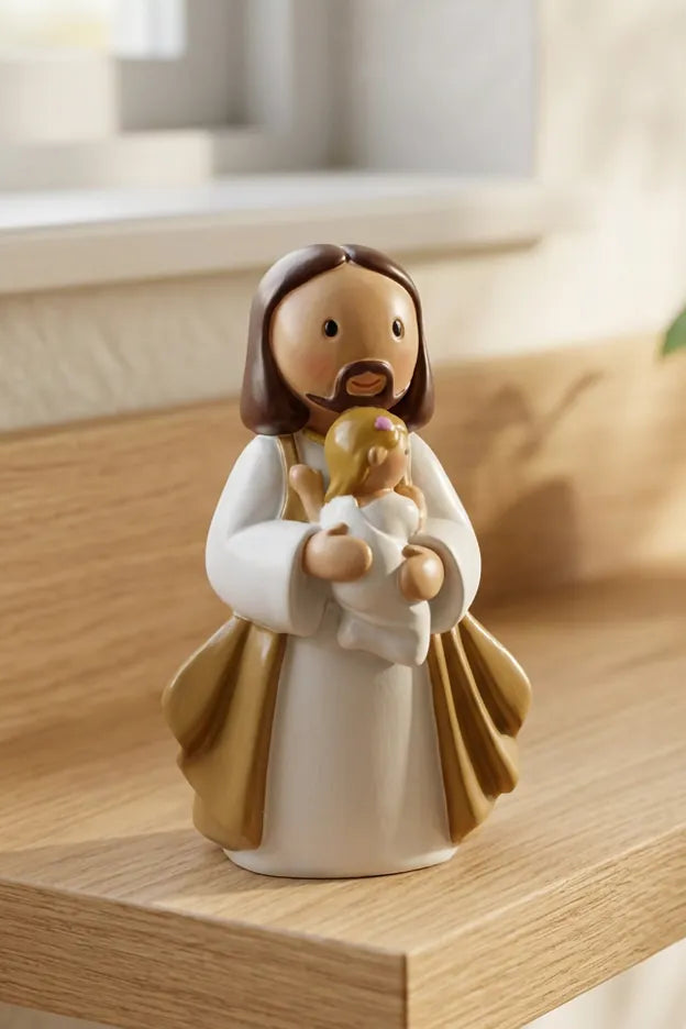 Little Drops of Water Miniature Saint Statue Walking With Jesus —  Boy Miniature Saint Statue