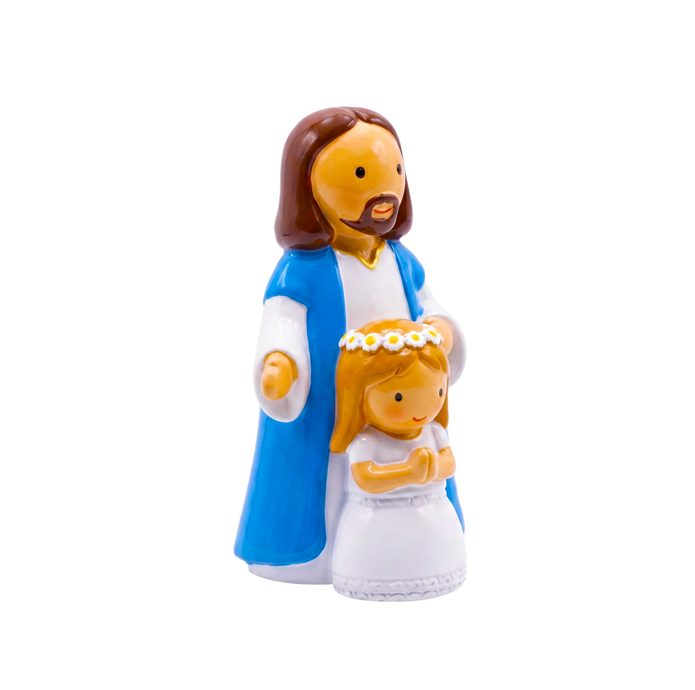 Little Drops of Water Miniature Saint Statue Walking With Jesus —  Girl Miniature Statue