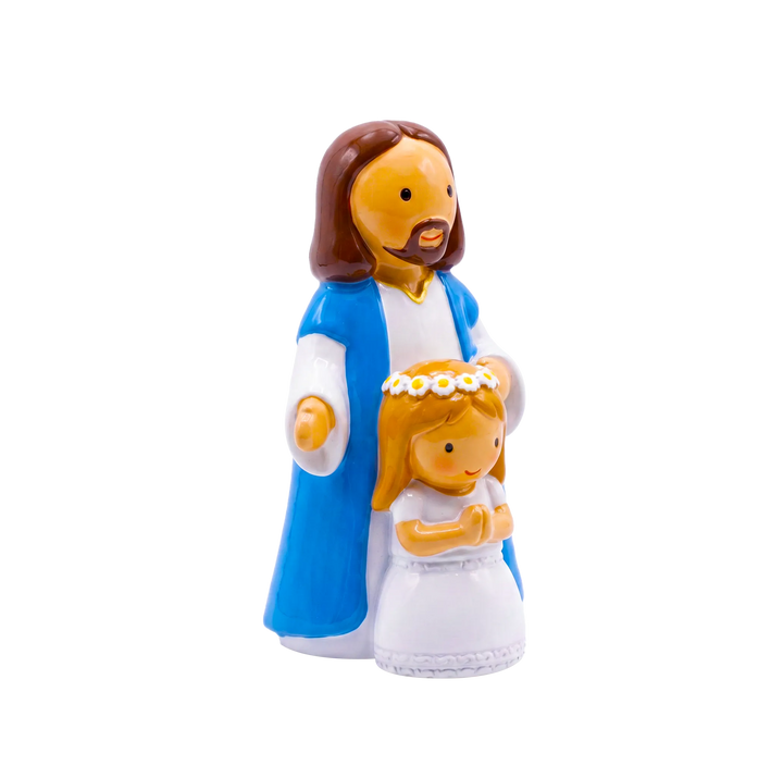 Little Drops of Water Miniature Saint Statue Walking With Jesus —  Girl Miniature Statue