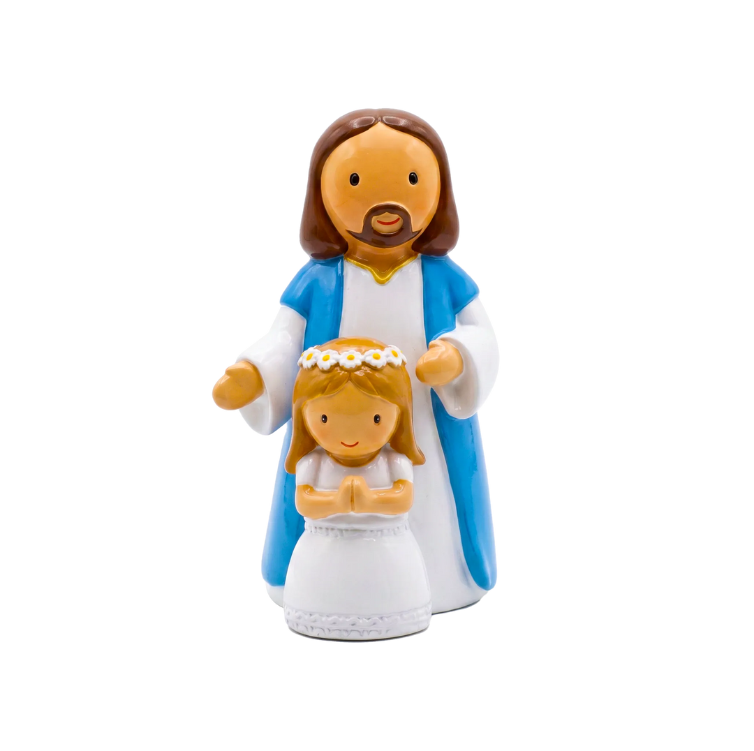 Little Drops of Water Miniature Saint Statue Walking With Jesus —  Girl Miniature Statue