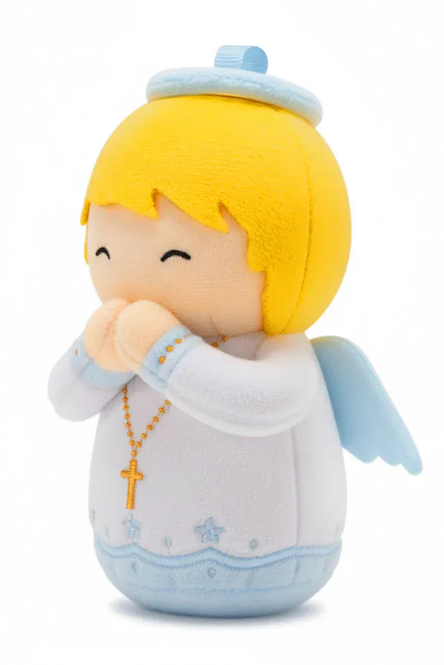 Guardian Angel Boy Catholic Plush Doll Divine Protection Detail View - Little Drops of Water