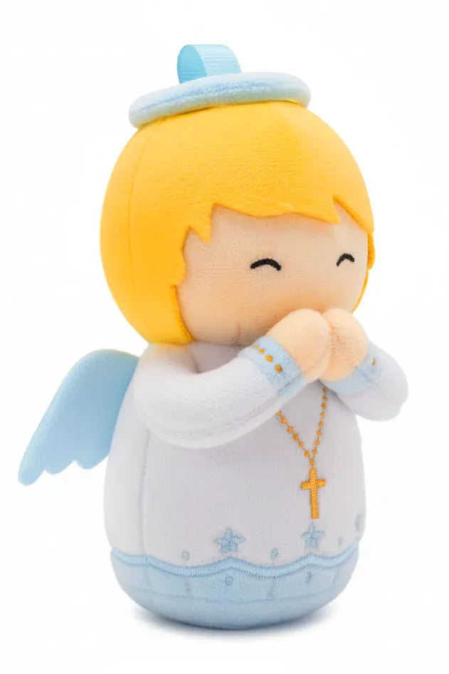 Guardian Angel Boy Catholic Plush Doll Divine Protection Side View - Little Drops of Water