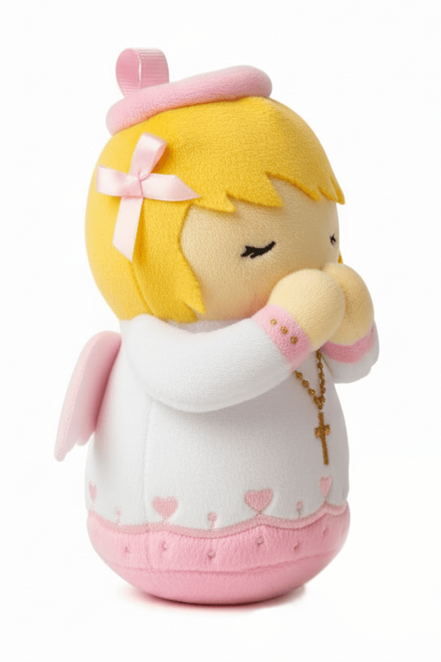 Guardian Angel Girl Catholic Plush Doll Divine Protection Side View - Little Drops of Water