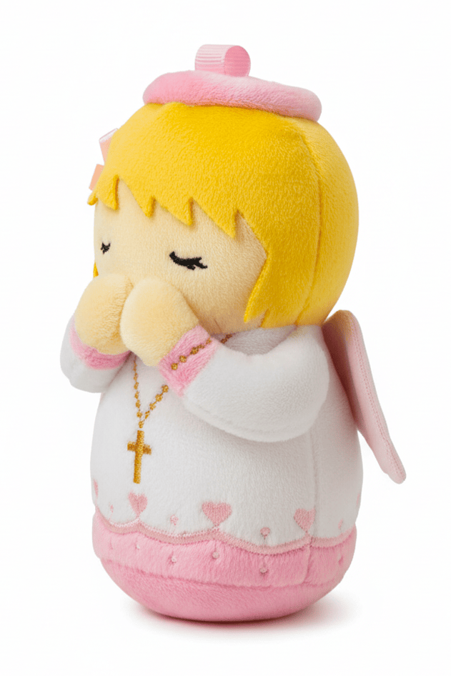 Guardian Angel Girl Catholic Plush Doll Divine Protection Detail View - Little Drops of Water