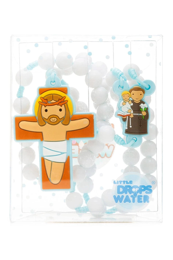 Saint Anthony rosary for boys blue beads - Little Drops of Water
