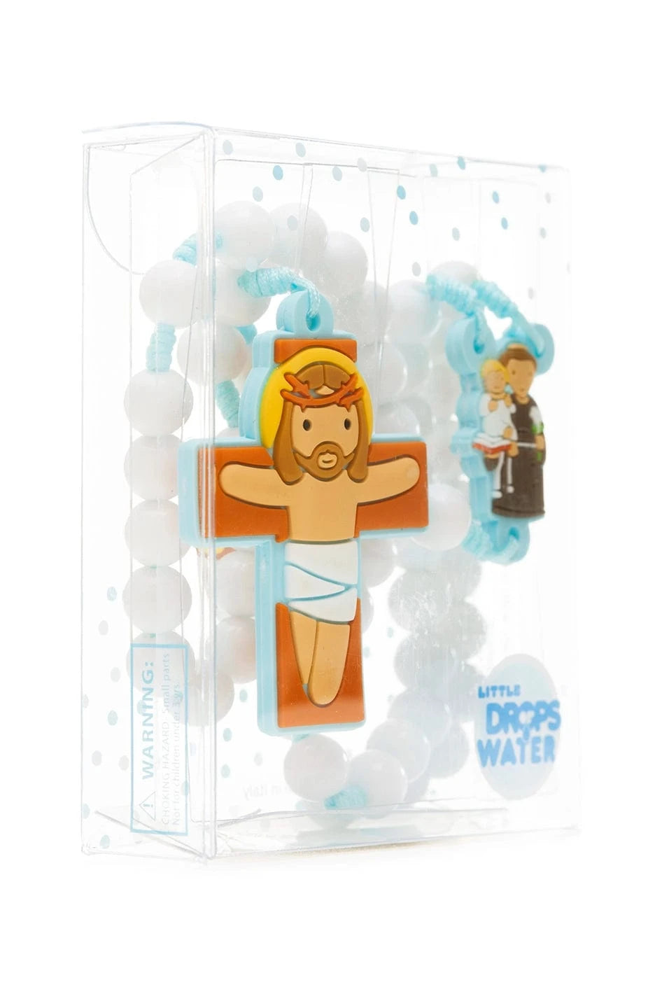 Saint Anthony rosary for boys blue beads - Little Drops of Water
