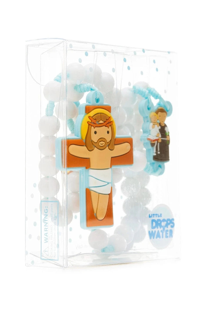 Saint Anthony rosary for boys blue beads - Little Drops of Water
