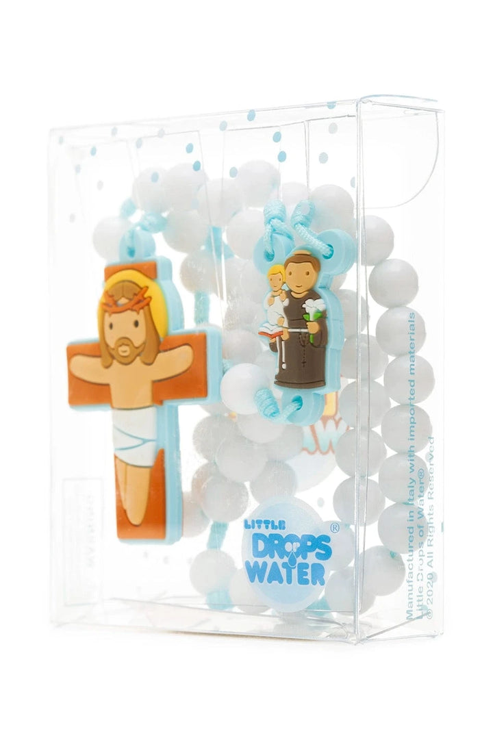 Saint Anthony rosary for boys blue beads - Little Drops of Water
