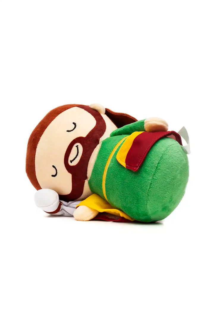 Close-up of Sleeping St. Joseph plushie, peacefully-resting